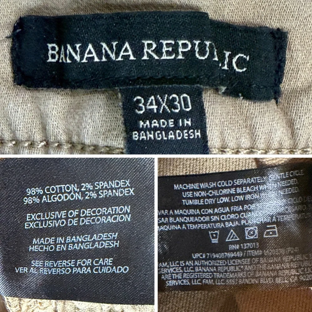 Banana Republic Distressed Jeans Mens 34/30 Khaki Denim Pants Straight Leg Chino